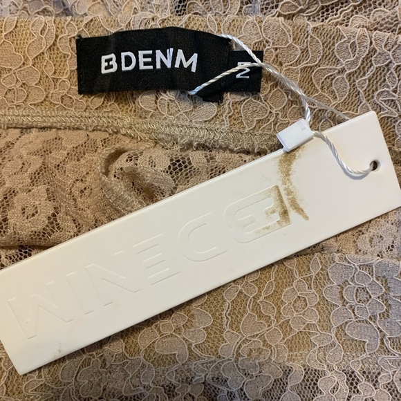 EB Denim Lace Sheer Low Rise Leggings Floral Flare NWT Beige Medium Pink Stretch - Picture 6 of 15